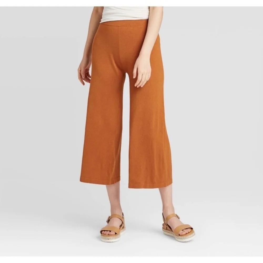 Target Rust Orange Knit Wide Pants Culottes S and XXL - Picture 1 of 9